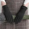 Luxury-Elegant Snowflake Embroidery Sport Cycling Mittens Women Winter Keep Warm Soft Breathable Touch Screen Driving Gloves I14