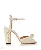 Дизайнерская свадебная обувь Sacaria Платформа Сандалии жемчужина украшений Sacora Женские высокие каблуки Идеальные вечерние насосы Eu35-43