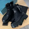 Designer Womens Monolith Motorcycle Boots Luxury Black Knee-high Bag Boots Platform High Quality With Box Size 35-40