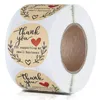 Roll 1.5inch Festive Decoration Thank You Handmade Round Adhesive Stickers Label For Holiday Presents Business