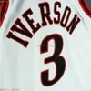 100% sömnad Allen Iverson 97 98 Jersey Mens XS-6XL Throwbacks baskettröjor Billiga män kvinnor ungdom