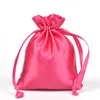 7 * 9cm 9 * 12cm Satin Fabric Drawstring Bags Present Multicolor Paketväskor Presentpåsar Tyg Bröllopsgåvor Business Promotion Väskor
