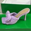 2022 Sandália feminina de alta moda verão romance coringa toalha de tecido arco 9 cm sandálias de salto top designer senhoras cool slides sandália sapatos tamanho da caixa 35-42