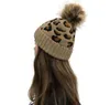 Leopard Beanie Pompom Skullies Beanies Hüte Gestrickte Casual Warme Kappe Motorhaube Winter Frauen Mädchen Kopfbedeckungen Zubehör 5 Farben BT5953