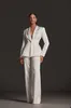 Bahar 3D Çiçek Fildişi Slim Fit Suits Düğün Smokin Kadınlar Bayanlar Balo Akşam Misafir Örgün Giyim Custom Made Ceket (Ceket + Pantolon)