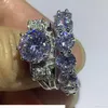 Victoria Wick Köpüklü Lüks Takı 925 STERLING Gümüş Yuvarlak Kesilmiş Beyaz Topaz CZ Elmas Çift Yüzük Sonsuzluk Kadınlar Düğün BR4644408