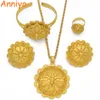 Anniyo eritrean och etiopiska smycken hänge halsband örhängen ring armband för kvinnor guldfärg afrikanska bröllopspresent 207406 28020007
