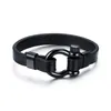 Luxurymens Vis en acier inoxydable Post Ancla Bracelet en cuir des chaînes en bracelet en bracelet nautique de marin nautique
