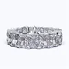 Cocktail New Arrival Unique Sparkling Luxury Jewelry 925 Sterling Silver Radiant Cut White Topaz CZ Diamond Women Wedding Band Rin7319364