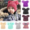 12 Color Children's Gebreide Hoed Feestelijke Partij Hoeden Dubbele Bal Wol Garen Cap Kinder Herfst Winter Houd Warm Caps T9i00675