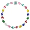 Chokers Bohemia Rainbow emalia Naszyjka Kolorowy Beatle Kształt owalny łańcuch linków chocker dla kobiet mody boho kołnierz biżuteria 1