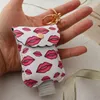 Hand Sanitizer Keychain PU Leather Sanitizer Bottle Cover Print Squeeze Bottle Bags Keychain 60ml Flip Cap Bottle Girls Gift 15 Style YG1043