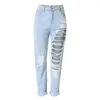 Hiver Vintage Blanchiment Boyfriends Jeans déchirés pour femmes Taille haute Crayon Mom Jeans Plus Taille Denim Skinny Jeans Femmes LJ201030