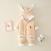 새로 태어난 귀여운 토끼 아기 코트 겨울 두꺼운 맨틀 romper 두꺼운 면화 따뜻한 jumpsuit 바지 snowsuit 어린이 소년 의류 LJ201007