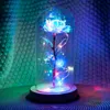 Romantisch Eternal Light Rose Flower Glass Cover Schoonheid en Beest LED-batterijlamp Verjaardag Valentijnsdag Moeder Gift Decoratie T200903