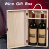 Emballage cadeau en bois boîte à vin Double bouteille sangle caisses coquille décoration de la maison fête décor #4D041