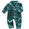 LJW Children's Piżama Zestaw Baby Garnitur Dzieci Ubrania Toddler Boys Girls Ice Silk Satin Tops Spodnie Ustaw Home Nosić 220212