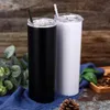 Stanleliness DHL Ship 20oz Sublimation Blanks Tapered Straight Slim Tumblers Cups with Metal Straw Stainless Steel Water Bottles Car Mugs for Men LZFV