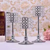 Peandim Silver Gold Plated Candlestick Crystal Candelabra Centerpiece Wedding Decoration Romantic Center Table Candlesticks LJ201018