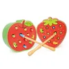 Strawberry 3D Puzzle Baby Wood Early Educationa Lmagnetic Math Toys Intressant Montessori Catch Worm Game Color Cogni LJ200907