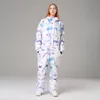 Vattentät One Piece Ski Passar Kvinnor Hooded Snowboard Jumpsuit Sport Vattentät Kvinna Snö Overlar Ytterdoor Kvinna Snowsuit