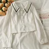 المرأة البلوزات قمصان نفقات النساء قمم يتأهل واحد الصدر blusas دي موهير 2021 الكورية أنيقة قصيرة أبيض الخريف الملابس 27A216