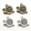 Lot 100pcs Cute Snail Alloy Charms Pendants Jewelry Making DIY Retro Ancient Silver Pendant For Bracelet Necklace Keychain 16x15mm