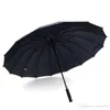 Guarda-chuva reto de alça longa 16K guarda-chuva pongee cor sólida à prova de vento feminino masculino guarda-chuva ensolarado e chuvoso logotipo personalizado WDH0803