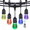 Luci natalizie 15M S14 Luci a stringa per esterni a LED E27 Lampadina a filamento Edison retrò Bianco caldo Illuminazione per esterni da giardino colorata