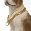 Высококачественный золотой ошейник из нержавеющей стали шириной 10 мм для собак, тренировочный дроссель, ошейники-цепочки для собак, прочный металлический ошейник 12-32 237 В