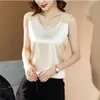 Seide Frauen Tops Frau Satin Blusen Shirts Sexy Frauen Seide Spitze Bluse Elastische Shirts Frau Satin V-ausschnitt Shirt Top plus Größe 5XL 220311