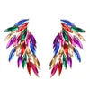 S2793 패션 쥬얼리 깃털 귀걸이 여성용 다채로운 다이아몬드 라인 스톤 천사 날개 스터드 귀걸이