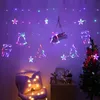 Świąteczne światła LED 220V Wróżki Outorindoor Festival String Light Kurtyna Światła Garland Star Bells Decor do domu 201203