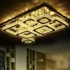 Plafonniers modernes simples salon hall lampe à LED créatif chambre étude rectangulaire cristal lampes télécommandées