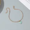 골드 컬러 나비 Anklet Rhinestone 크리스탈 발목 팔찌 Boho Beach Anklets 여성용 샌들 풋 팔찌 여성 보석