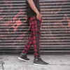 Pantalons pour hommes Mode Casual Street Wear Plaid Slim Cool Pantalon avec 3 couleurs Streetwear japonais Style276m