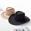 Pais filhos verão viagem protetor solar camurça couro ocidental cowboy chapéu das mulheres dos homens crianças grande borda larga sol jazz cosplay boné w260435857547088