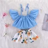 Two Pieces Suit Baby Clothing Camisole Jacket Lemon Kids Printing Short Skirt Woman Clothes Sets Summer 24ty K2
