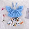 Deux pièces costume bébé vêtements camisole veste citron enfants impression jupe courte femme vêtements ensembles été 24ty K2