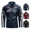 Aliksada Uomo Autunno Inverno Moda Motor Biker Giacche in pelle Cappotto Uomo Vintage Style Patchwork PU Giacche in ecopelle Uomo 211222