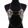 Sparkle Crystal Body Chains Jewelry Gold Silver Hollow Flower Pattern Women Rhinestone Chest Chain Nightclub Party Accessories AL7280m