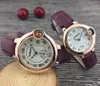 Relógio de pulso feminino de quartzo, relógio de couro japonês movimento ouro rosa à prova d'água de marca masculina items240j