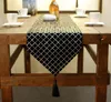 Grid Sequin Table Runner With Tassel Party Supplies Fabric Decorations for Holiday Wedding Birthday Classic Dinner Banquet Decor Tapestry