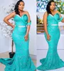 2022 Plus Size Arabisch Aso Ebi Blaue Meerjungfrau Spitze Ballkleider Kristalle Schatz Sexy Abend Formale Party Zweiter Empfang Geburtstag Verlobungskleider Kleid ZJ66