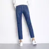 Leijijeans Herbst Blaue Farbe 5XL 6XL Plus Größe Baumwolle Lose Denim Pant Mid Taille Ganzkörperansicht Normale Freund Jeans Für Frauen