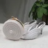 Dress Shoes BaoYaFang 9cm White Pearl women wedding shoes And Bags Bride High heels ladies party dress woman Open Toe Slingbacks 220303