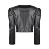 Zhuzunzhe Siyah Faux Deri Ceket Kadınlar için Moda PU Lady Ceket Ceketler Fermuar Giyim O Boyun Kadın Top1