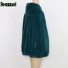 Nerazzurri 가을 Pleated Furry 가짜 모피 코트 여성 후드 높은 허리 블랙 레드 핑크 플러스 크기 따뜻한 푹신한 재킷 5XL 6XL 7XL 201110