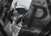 Skull Dhinestones PU Kurtki Mężczyźni Czarny Wysokiej Ulicy Stand-Neck Zipper Rękaw Sleeve Streetwear Motocykl Faux Leather Coats 201199