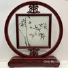 Free DHL Office Home Decoration Chinese style Table Decor Ornaments Hand Silk Embroidery Patterns with Bubinga Frame Christmas Business Gift